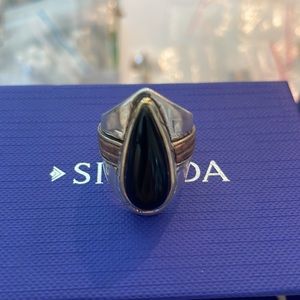 Silpada Silver and Black Teardrop Ring